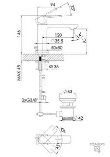 Steinberg Waschtisch-Einhebelmischer 342 1000, chrom – Bild 2