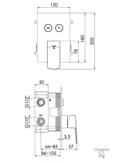 Steinberg Unterputz-Einhebelmischer 342 2221 3, chrom – Bild 2