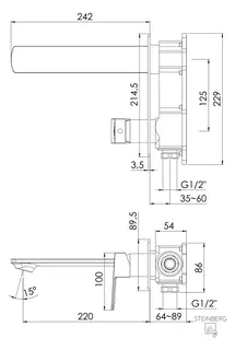 Steinberg Waschtisch-Wand-EHM (FMS) 342 1864 3 S, schwarz