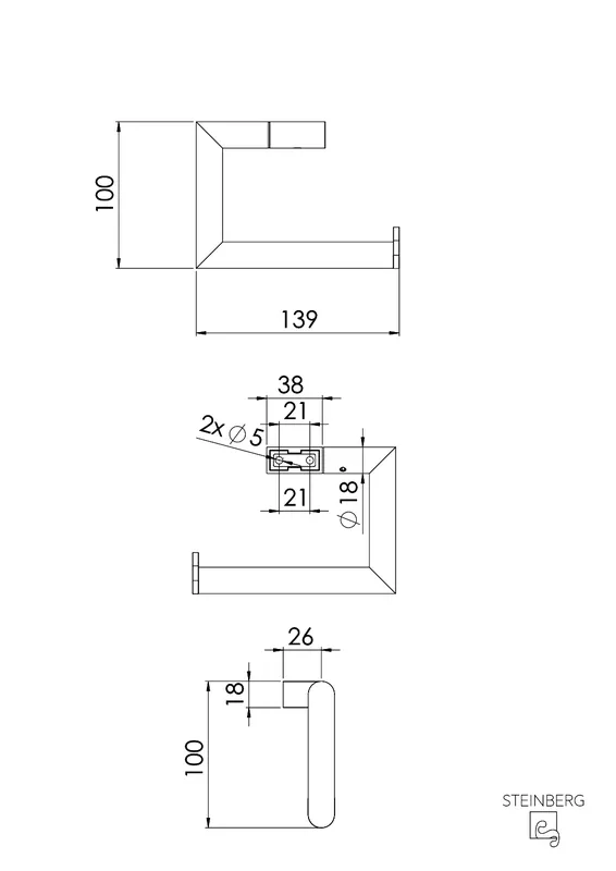 Steinberg Papierhalter 480 2800 BN, brushed nickel