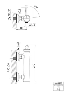 Steinberg Aufputz-Einhebelmischer Dusche 350 1200, chrom – Bild 2