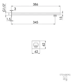 ST Brausearm Wandmontage 420mm 342 7910 S, schwarz