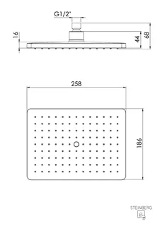 Steinberg Regenbrause 186*258mm 342 1686 S, schwarz