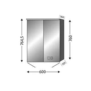 sanibel-Spiegelschrank ALU-GO A24 LED Nr. AZ3706L 600x764x166mm aus Aluminium – Bild 2