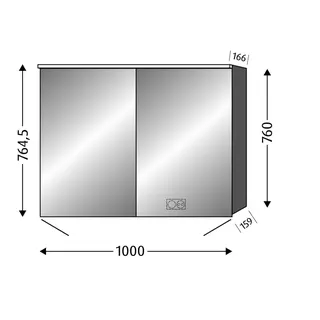 sanibel-Spiegelschrank ALU-GO A24 LED Nr AZ3746L 1000x764x166mm aus Aluminium – Bild 2