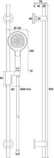 SCALIDO-Brauseset A24 rund m. Handbrause rund 3S Wandstange 950mm/Schlauch verc – Bild 2