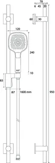 SCALIDO-Brauseset A24 eckig m Handbr. softedge 3S Wandstange 950mm/Schlauch vc – Bild 2