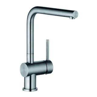 sanibel Spültischarmatur S6-STL A24 DN15 seitlich/hoher L-Auslauf Edelstahl gebür