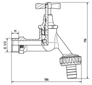 comfort-Auslaufventil m Knebel Schlauchanschl DN 15 (1/2") matt vc – Bild 2