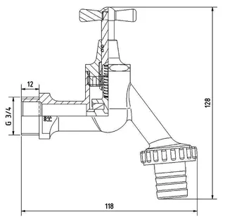 comfort-Auslaufventil m Knebel Schlauchanschl DN 20 (3/4") matt vc – Bild 2