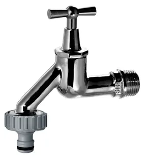 comfort-Auslaufventil m Knebel Schlauchanschl DN 15 (1/2") verchromt