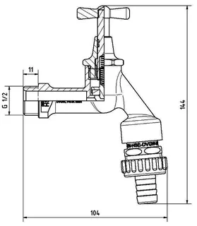 comfort-Auslaufventil HD mit RB & SA, RV DIN DVGW DN 15 (1/2") matt vc – Bild 2
