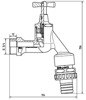 comfort-Auslaufventil HD mit RB und SA, RV DN 20 (3/4") matt vc – Bild 2