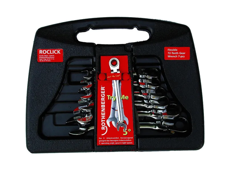 Maul/Gelenk-Ratschenschlüssel, ROCLICK-Set, 7-teilig