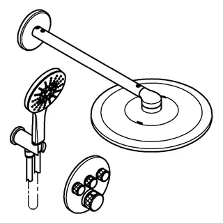 GROHE UP-Duschsystem Grohtherm SC 103997 rund 3 ASV für Duschrahmen Duo chrom – Bild 2