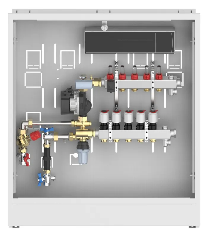 Danfoss UnoFloor Mixing mit Icon 230V 12 Heizkörper, links mit Pumpe-Mischer-Set