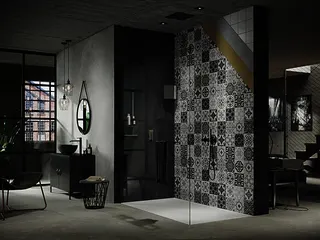 Wandverkleidung 1000x2550 mm - 2er Set more4YOU, Barcelona Tiles schwarz/weiß
