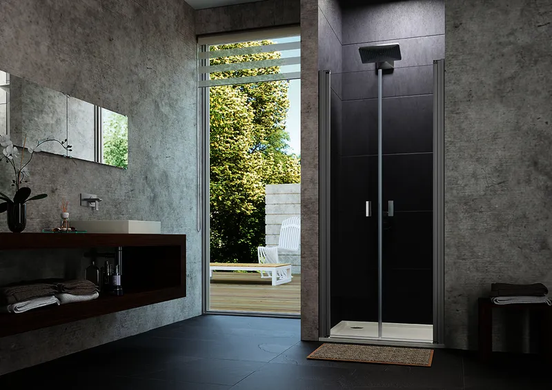 Pendeltür in Nische 90x200cm ESG trend4YOU 2.0, Black Edition