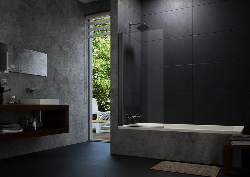 Badewannenabtr. 1tlg. 75x150cm ESG trend4YOU 2.0, Black Edition