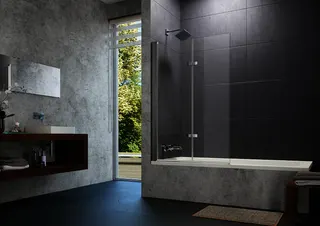 Badewanne-Schwingfalttür 2-tlg., l.Maßanf. trend4YOU, Glas, Black Edition