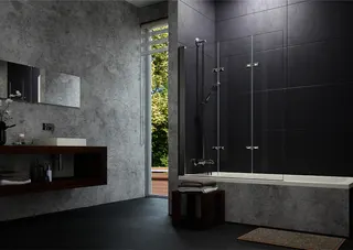Badewanne-Falttür 3-tlg., B:1401-1600, links trend4YOU, Glas, Black Edition