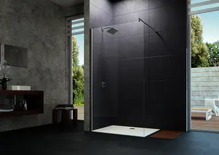 4-Eck Seitenwand alleinstehend 750 trend4YOU H:2000 Stabi black Ed.klarS+