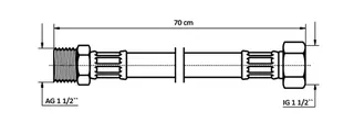 NEOPERL Panzerschlauch DN 40 AG x IG, 1 1/2" X 1 1/2", 70 CM – Bild 2