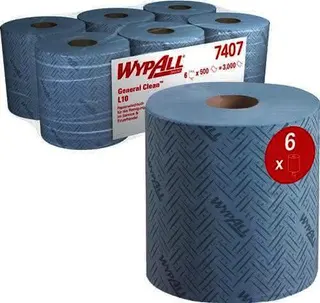 Putztuch WYPALL L10 7407 L380xB183ca.mm blau 1-lagig,perforiert,RCS 6RL/KT WYPAL