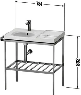 Duravit Aurena Metallkons.,Bodensteh.,WT Asy. Ablage 1,HTH/B L,784x802x492 – Bild 2