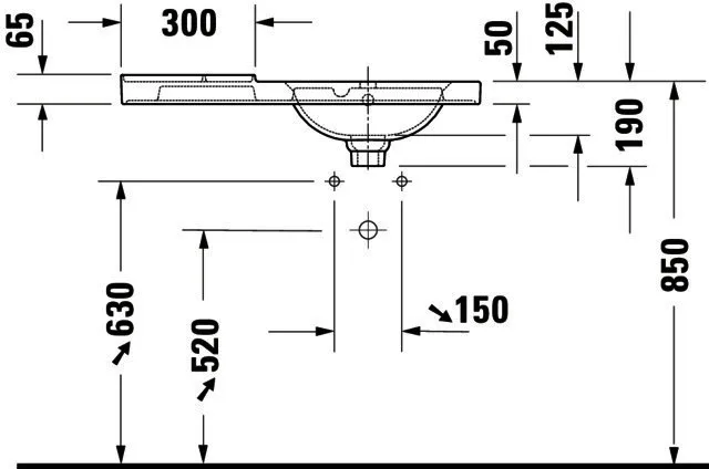 Duravit Aurena,WT 800 mm,Becken RE.m.ÜL,m.HLB 1 HL,inkl.Ventil,Weiß, HygieneGlazePlus