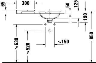 Duravit Aurena,WT 800 mm,Becken RE,m.ÜL,m.HLB 1 HL,inkl.Ventil,Weiß Sdm,HyG+