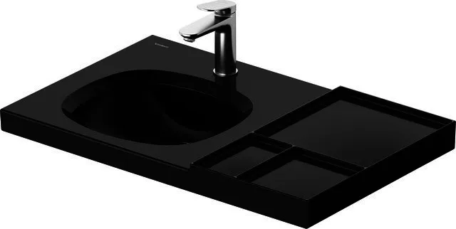Duravit Aurena,WT 800 mm,Becken LI.m.ÜL,m.HLB 1 HL,inkl.Ventil,Schwarz, HyG+
