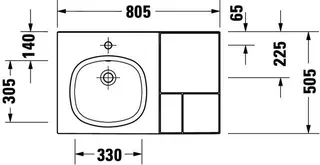 Duravit Aurena,WT 800 mm,Becken LI.m.ÜL,m.HLB 1 HL,inkl.Ventil,Weiß, HygieneGlazePlus – Bild 2