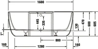 Duravit Aurena Badewanne,1600x1035mm Vorwandv.,m.nahtl.Verkleidung,Weiß Matt – Bild 3