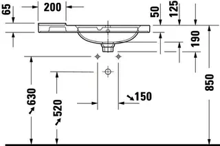 Duravit Aurena,WT 80mm,Becken RE,m.ÜL.m.HLB 1 HL,inkl.Ventil,Weiß, HygieneGlazePlus – Bild 4
