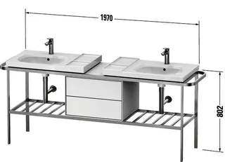 Duravit Aurena Metallkons.m.SBK 2,Abl. 2,Bst 1970x802x492,Marmor Struk.Matt,Weiß Hgl