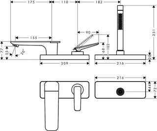 Hansgrohe 3-Loch Wannenmischer sBox Axor Citterio C MSW – Bild 2