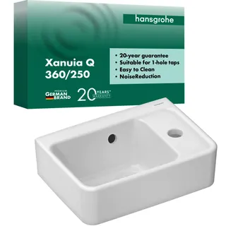Hansgrohe Handwaschbecken Xanuia Q 360x250mm mit Hahnloch und Überlauf weiß – Bild 2