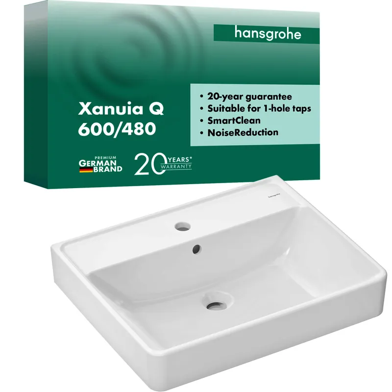 Hansgrohe Waschtisch Xanuia Q 600x480 mm m.Hahnlo.u.Überl.SmartClean weiß