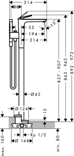 Hansgrohe Wannenmischer Bodenstehend Axor Citterio C BBR – Bild 4