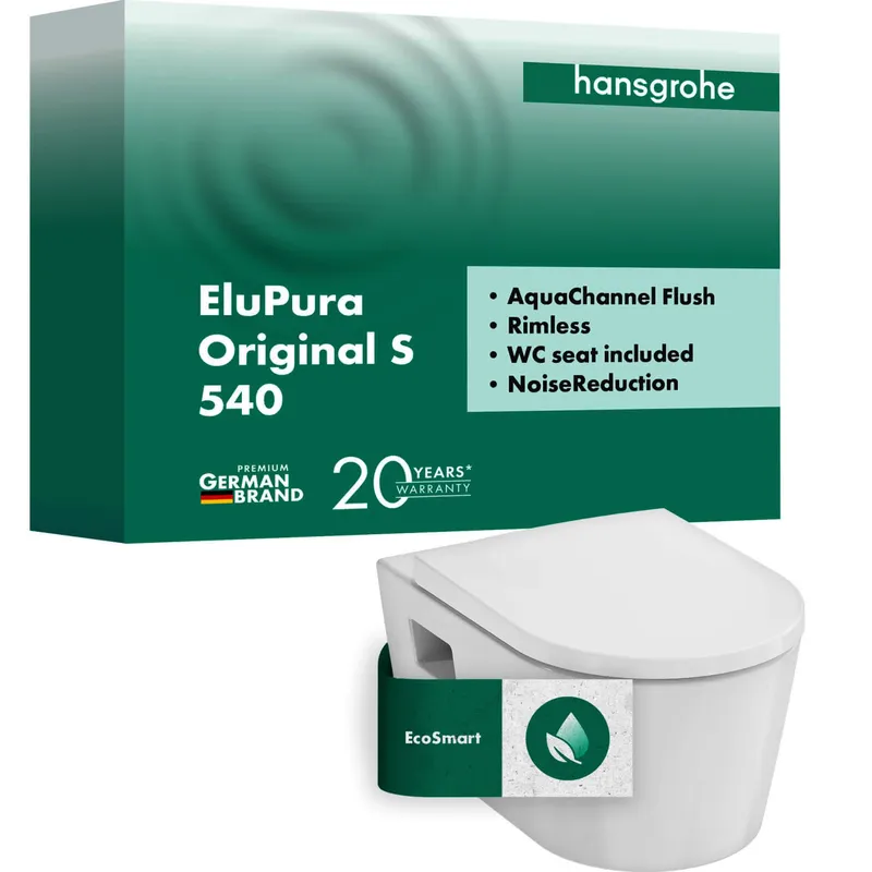 Hansgrohe Wand WC Set EluPura Or.S 540 mm ACF mit WC Sitz weiß