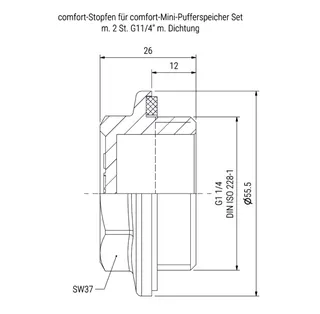 comfort-Stopfen für comfort-Mini-Puffer- speicher Set m. 2 St. G11/4" m. Dichtung – Bild 2
