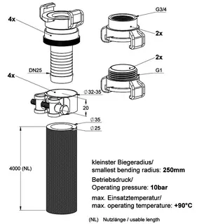 AT eFLEX Anbindungsschlauch für eHEAT 8.5, DN25, 2 x 2m – Bild 2