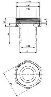 AT Verschraubungsteile für Umwälzpumpe 1 Zoll AG - 1 1/2 Zoll messing – Bild 2