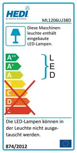 Arbeits-/Maschinenleuchte 6 W 550 lm IP20 2x1 mm² H05RN-F HEDI