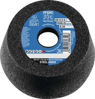 Schleiftopf ETT SG STEELOX 110/55mm INOX u.STA P36 Bohr.22,23mm PFERD