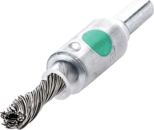 Pinselbürste D.6mm Schaft 6mm Drahtstärke 0,25mm VA 4500min-¹ LESSMANN