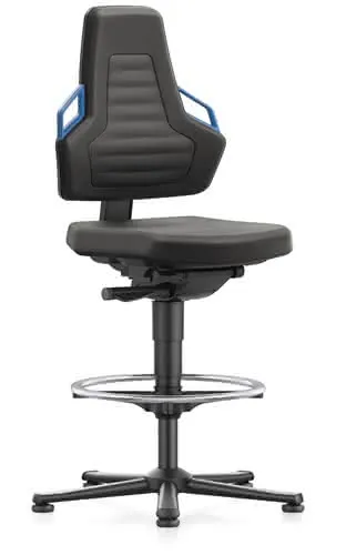Arbeitsdrehstuhl Nexxit Gleiter+Fußring Supertec schwarz Griff blau 570-820mm