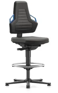 Arbeitsdrehstuhl Nexxit Gleiter+Fußring Supertec schwarz Griff blau 570-820mm