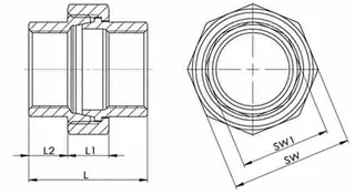 Verschraubung I/I fl.NPS=3/4 Zoll L 40mm L1=14mm L2=13mm SPRINGER